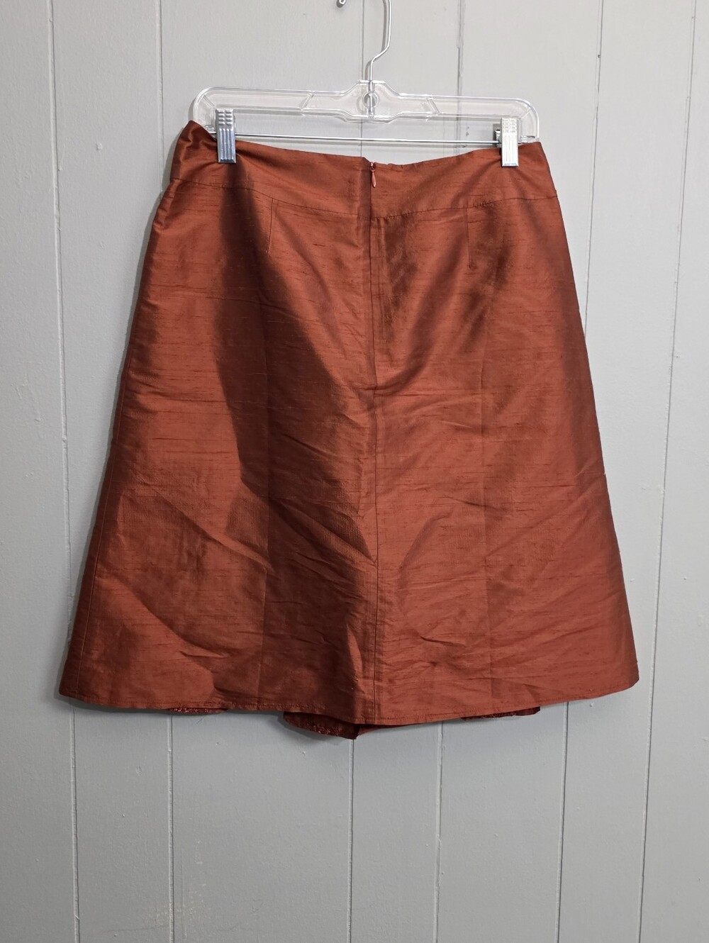 S. Oliver Women Rust Orange Crafted Silk Knee Length Skirt Size 38 - Picture 5 of 10
